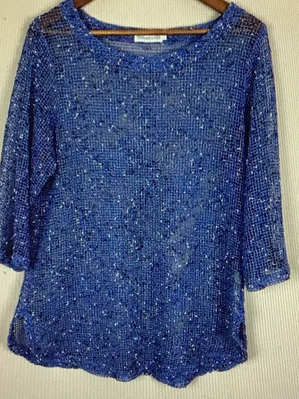 Blue Sparkle Knit Women's Pullover Top
